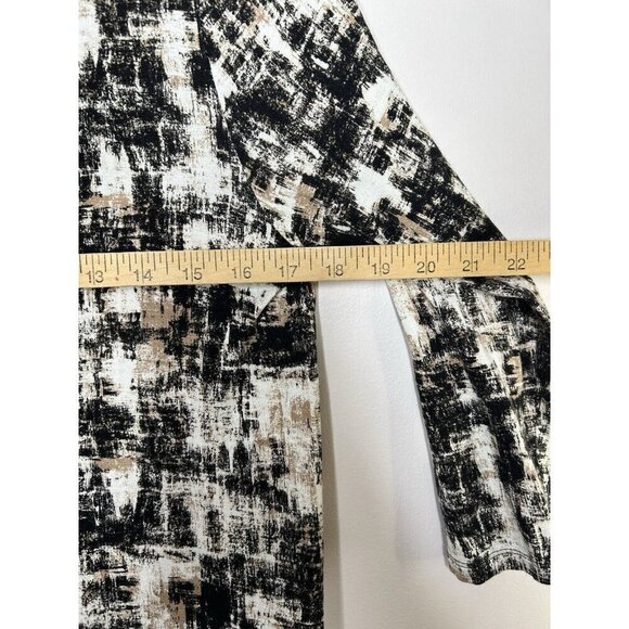 J. Jill Wearable Collection Short Sleeve Black White Brown Blouse Size Medium - Picture 8 of 9